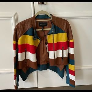 BCBG MAXAZRIA MULTI COLOR LEATHER JACKET